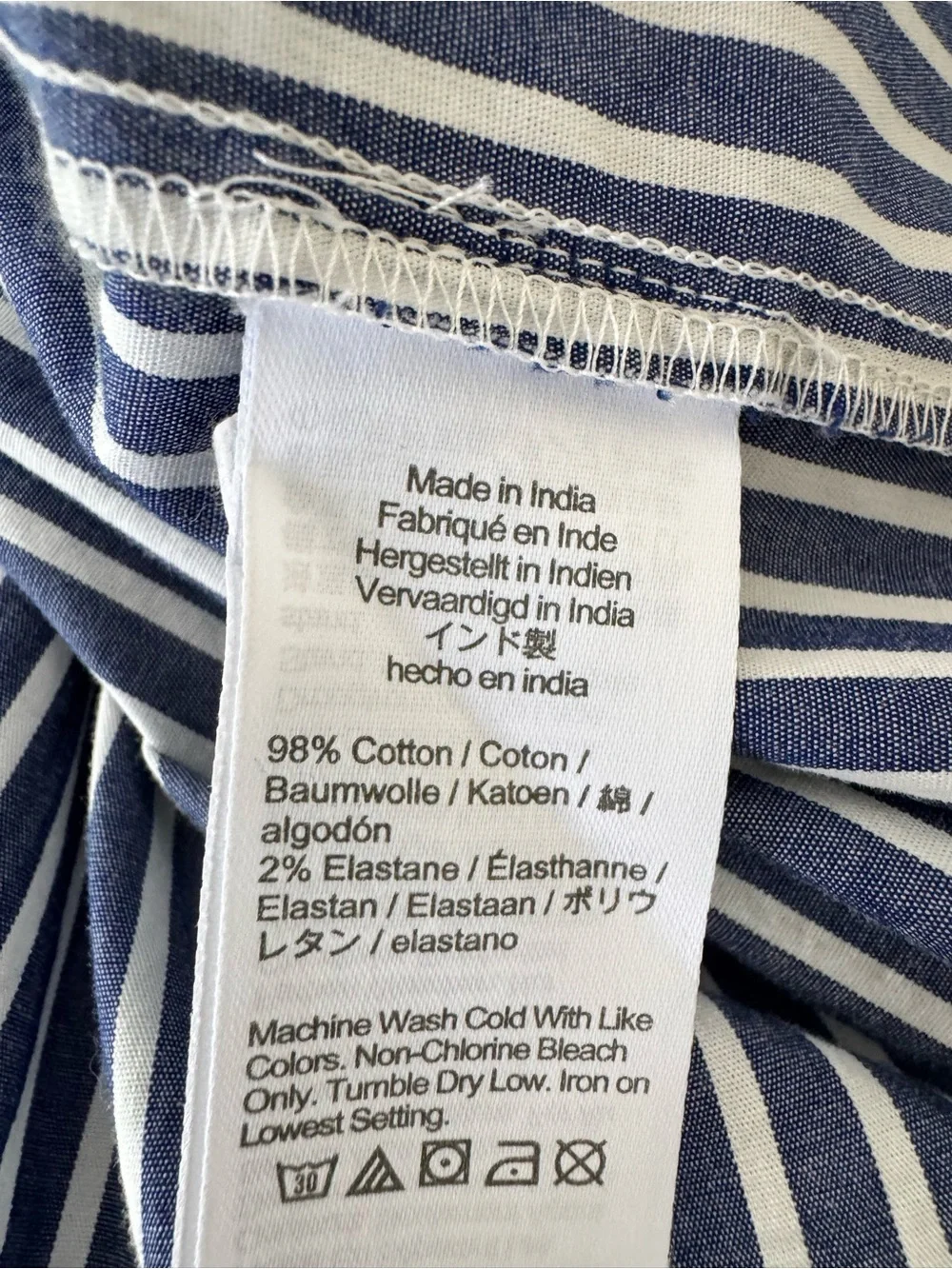 J. Crew Factory Striped Button-Front Shirt Dress  - Navy/White Size 4